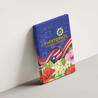 Puerto Rico Coat Of Arm Canvas Wall Art With Thespesia Grandiflora Flowers - Wonder Print Shop