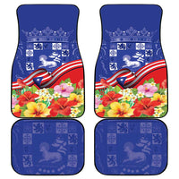 Puerto Rico Coat Of Arm Car Mats With Thespesia Grandiflora Flowers - Wonder Print Shop