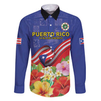 Puerto Rico Coat Of Arm Family Matching Short Sleeve Bodycon Dress and Hawaiian Shirt With Thespesia Grandiflora Flowers - Wonder Print Shop