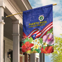 Puerto Rico Coat Of Arm Garden Flag With Thespesia Grandiflora Flowers - Wonder Print Shop