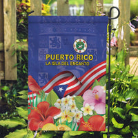 Puerto Rico Coat Of Arm Garden Flag With Thespesia Grandiflora Flowers - Wonder Print Shop