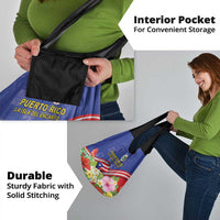 Puerto Rico Coat Of Arm Grocery Bag With Thespesia Grandiflora Flowers