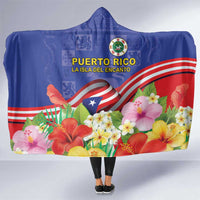 Puerto Rico Coat Of Arm Hooded Blanket With Thespesia Grandiflora Flowers