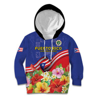 Puerto Rico Coat Of Arm Kid Hoodie With Thespesia Grandiflora Flowers - Wonder Print Shop