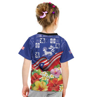 Puerto Rico Coat Of Arm Kid T Shirt With Thespesia Grandiflora Flowers - Wonder Print Shop