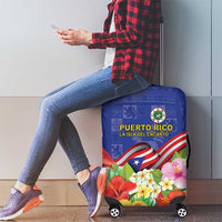 Puerto Rico Coat Of Arm Luggage Cover With Thespesia Grandiflora Flowers - Wonder Print Shop