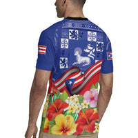 Puerto Rico Coat Of Arm Rugby Jersey With Thespesia Grandiflora Flowers - Wonder Print Shop