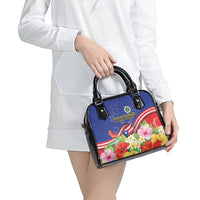 Puerto Rico Coat Of Arm Shoulder Handbag With Thespesia Grandiflora Flowers