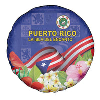 Puerto Rico Coat Of Arm Spare Tire Cover With Thespesia Grandiflora Flowers - Wonder Print Shop