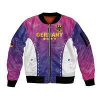 Custom Germany Football Sleeve Zip Bomber Jacket Pink Version - Wonder Print Shop
