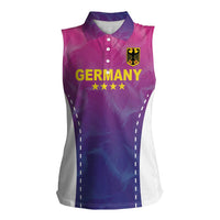 Custom Germany Football Women Sleeveless Polo Shirt Pink Version - Wonder Print Shop