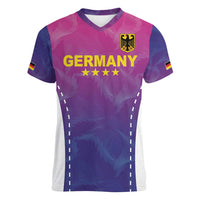 Custom Germany Football Women V-Neck T-Shirt Pink Version - Wonder Print Shop