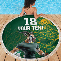 Custom Rugby South Africa Beach Blanket Springboks Mascot - Wonder Print Shop