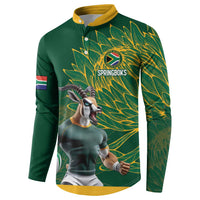 Custom Rugby South Africa Button Sweatshirt Springboks Mascot - Wonder Print Shop