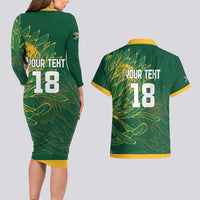 Custom Rugby South Africa Couples Matching Long Sleeve Bodycon Dress and Hawaiian Shirt Springboks Mascot - Wonder Print Shop