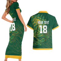 Custom Rugby South Africa Couples Matching Short Sleeve Bodycon Dress and Hawaiian Shirt Springboks Mascot - Wonder Print Shop