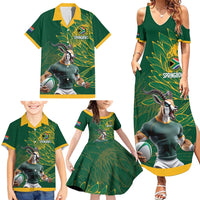Custom Rugby South Africa Family Matching Summer Maxi Dress and Hawaiian Shirt Springboks Mascot - Wonder Print Shop