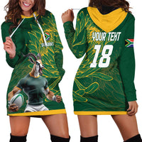 Custom Rugby South Africa Hoodie Dress Springboks Mascot - Wonder Print Shop
