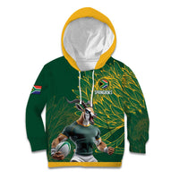 Custom Rugby South Africa Kid Hoodie Springboks Mascot - Wonder Print Shop