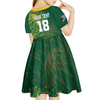 Custom Rugby South Africa Kid Short Sleeve Dress Springboks Mascot - Wonder Print Shop