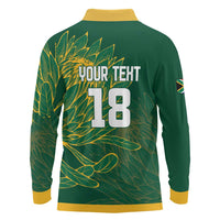 Custom Rugby South Africa Long Sleeve Polo Shirt Springboks Mascot - Wonder Print Shop