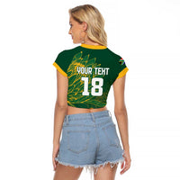 Custom Rugby South Africa Raglan Cropped T Shirt Springboks Mascot - Wonder Print Shop