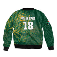 Custom Rugby South Africa Sleeve Zip Bomber Jacket Springboks Mascot - Wonder Print Shop