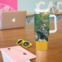 Custom Rugby South Africa Tumbler With Handle Springboks Mascot - Wonder Print Shop