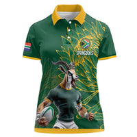 Custom Rugby South Africa Women Polo Shirt Springboks Mascot - Wonder Print Shop