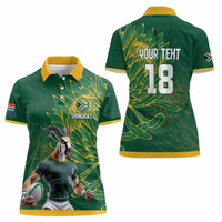 Custom Rugby South Africa Women Polo Shirt Springboks Mascot - Wonder Print Shop