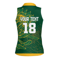 Custom Rugby South Africa Women Sleeveless Polo Shirt Springboks Mascot - Wonder Print Shop