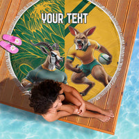 Personalized Rugby South Africa Australia Beach Blanket Springboks Wallabies Mascot Go Champions - Wonder Print Shop