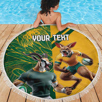 Personalized Rugby South Africa Australia Beach Blanket Springboks Wallabies Mascot Go Champions - Wonder Print Shop