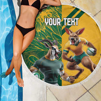 Personalized Rugby South Africa Australia Beach Blanket Springboks Wallabies Mascot Go Champions - Wonder Print Shop
