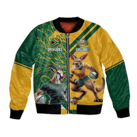 Personalized Rugby South Africa Australia Bomber Jacket Springboks Wallabies Mascot Go Champions - Wonder Print Shop