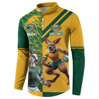 Personalized Rugby South Africa Australia Button Sweatshirt Springboks Wallabies Mascot Go Champions - Wonder Print Shop