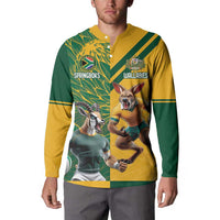 Personalized Rugby South Africa Australia Button Sweatshirt Springboks Wallabies Mascot Go Champions - Wonder Print Shop
