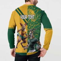 Personalized Rugby South Africa Australia Button Sweatshirt Springboks Wallabies Mascot Go Champions - Wonder Print Shop