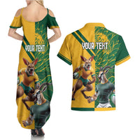 Personalized Rugby South Africa Australia Couples Matching Summer Maxi Dress and Hawaiian Shirt Springboks Wallabies Mascot Go Champions - Wonder Print Shop