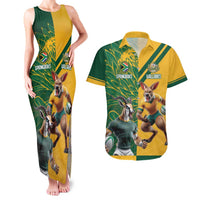 Personalized Rugby South Africa Australia Couples Matching Tank Maxi Dress and Hawaiian Shirt Springboks Wallabies Mascot Go Champions - Wonder Print Shop