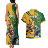 Personalized Rugby South Africa Australia Couples Matching Tank Maxi Dress and Hawaiian Shirt Springboks Wallabies Mascot Go Champions - Wonder Print Shop