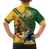 Personalized Rugby South Africa Australia Family Matching Long Sleeve Bodycon Dress and Hawaiian Shirt Springboks Wallabies Mascot Go Champions - Wonder Print Shop