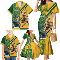 Personalized Rugby South Africa Australia Family Matching Mermaid Dress and Hawaiian Shirt Springboks Wallabies Mascot Go Champions - Wonder Print Shop
