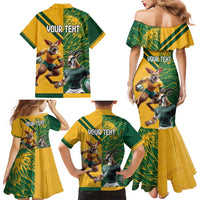 Personalized Rugby South Africa Australia Family Matching Mermaid Dress and Hawaiian Shirt Springboks Wallabies Mascot Go Champions - Wonder Print Shop