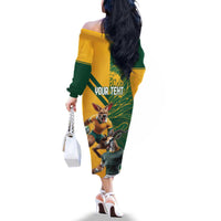 Personalized Rugby South Africa Australia Family Matching Off The Shoulder Long Sleeve Dress and Hawaiian Shirt Springboks Wallabies Mascot Go Champions - Wonder Print Shop