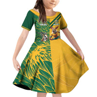 Personalized Rugby South Africa Australia Family Matching Off Shoulder Short Dress and Hawaiian Shirt Springboks Wallabies Mascot Go Champions - Wonder Print Shop