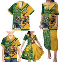 Personalized Rugby South Africa Australia Family Matching Puletasi and Hawaiian Shirt Springboks Wallabies Mascot Go Champions - Wonder Print Shop