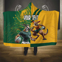 Personalized Rugby South Africa Australia Hooded Blanket Springboks Wallabies Mascot Go Champions - Wonder Print Shop