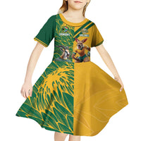 Personalized Rugby South Africa Australia Kid Short Sleeve Dress Springboks Wallabies Mascot Go Champions - Wonder Print Shop