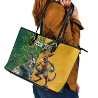 Personalized Rugby South Africa Australia Leather Tote Bag Springboks Wallabies Mascot Go Champions - Wonder Print Shop